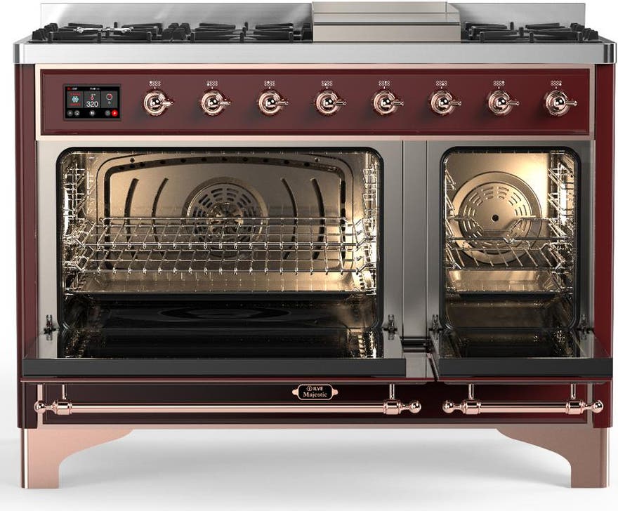 Ilve UM48FQNR3BUP Burgundy With Copper Trim, Natural Gas