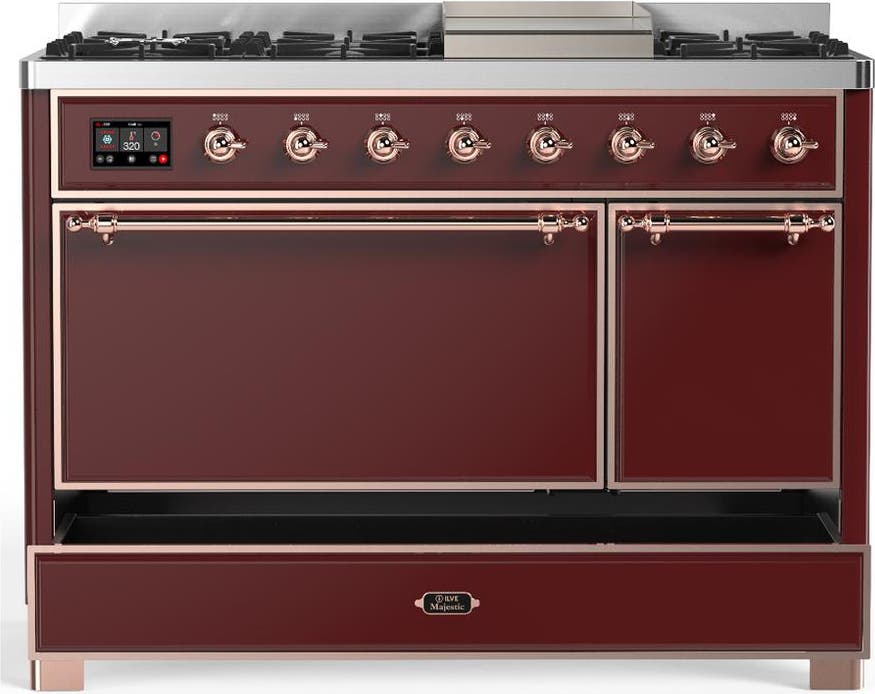 Ilve UM48FQNR3BUP Burgundy With Copper Trim, Natural Gas