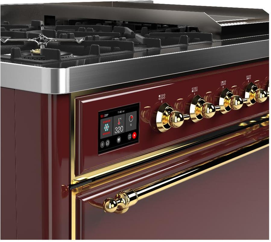 Ilve UM48FQNR3BUG Burgundy With Brass Trim, Natural Gas