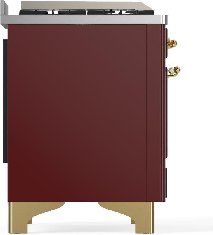 Ilve UM48FQNR3BUG Burgundy With Brass Trim, Natural Gas