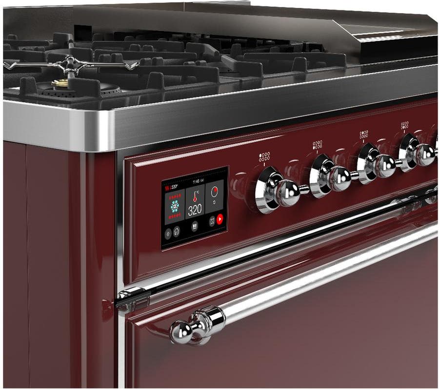 Ilve UM48FQNR3BUCLP Burgundy With Chrome Trim, Liquid Propane
