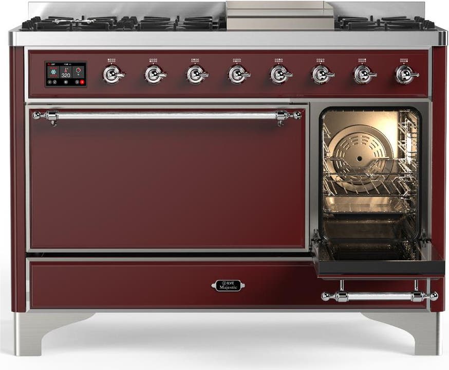 Ilve UM48FQNR3BUC Burgundy With Chrome Trim, Natural Gas