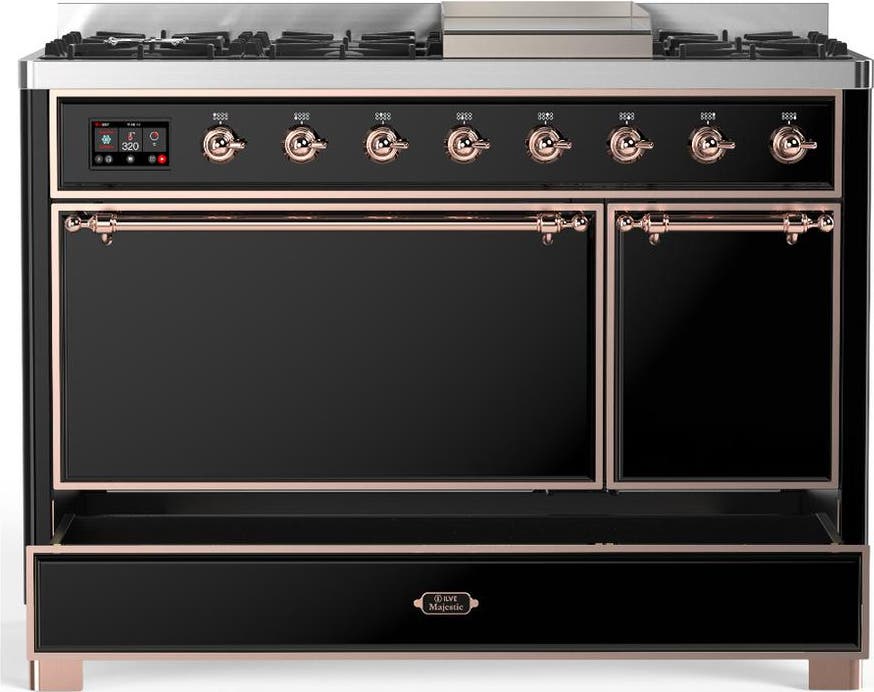 Ilve UM48FQNR3BKPLP Glossy Black With Copper Trim, Liquid Propane