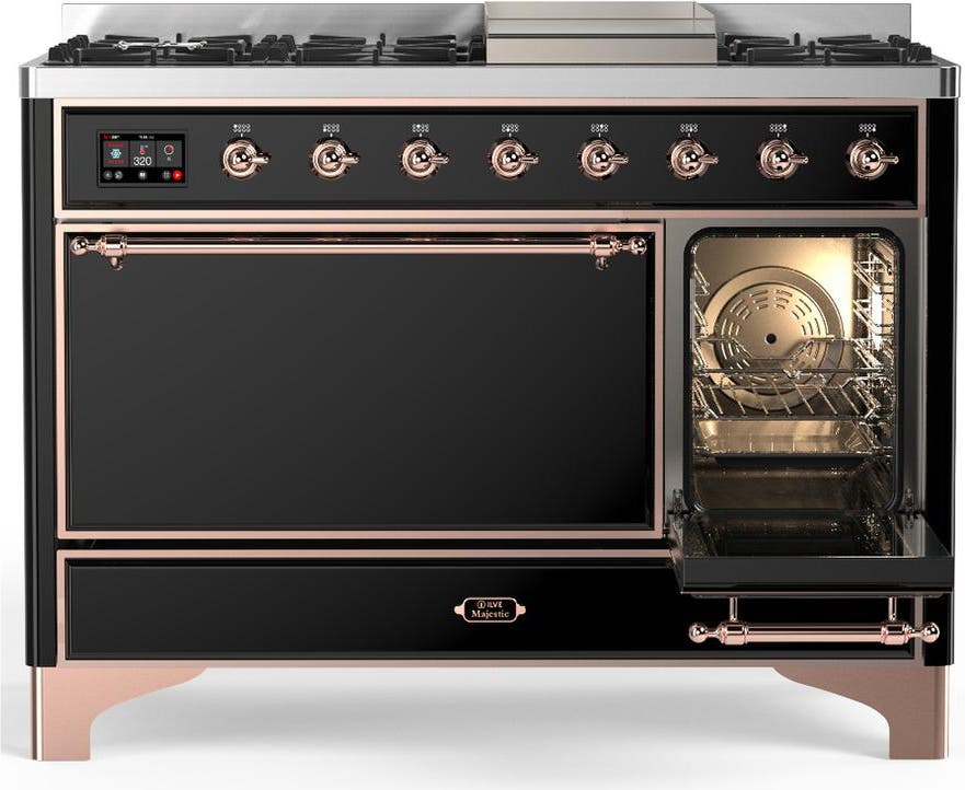 Ilve UM48FQNR3BKP Glossy Black With Copper Trim, Natural Gas