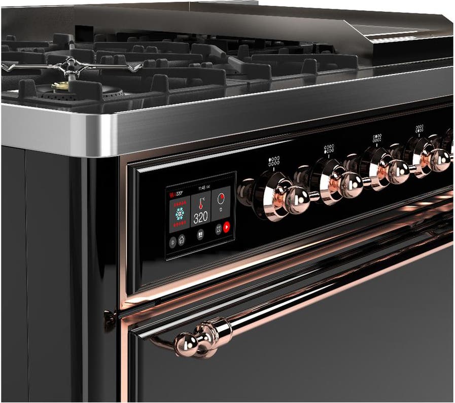 Ilve UM48FQNR3BKP Glossy Black With Copper Trim, Natural Gas