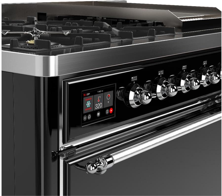 Ilve UM48FQNR3BKC Glossy Black With Chrome Trim, Natural Gas