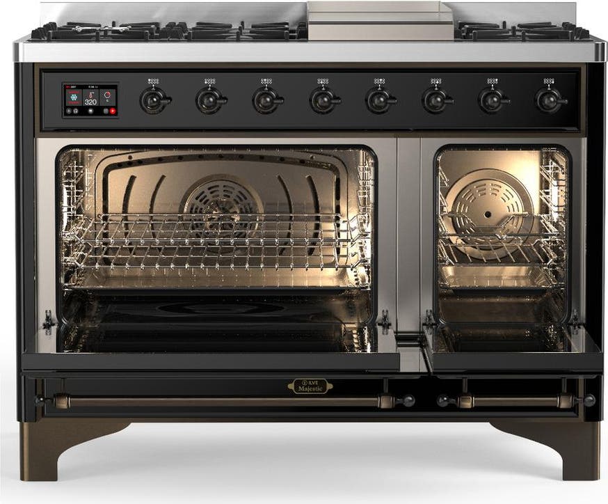 Ilve UM48FQNR3BKB Glossy Black With Burnished Trim, Natural Gas