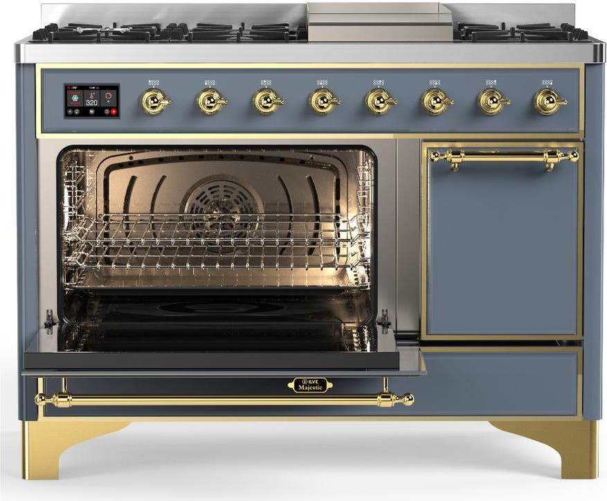 Ilve UM48FQNR3BGGLP Blue Grey With Brass Trim, Liquid Propane