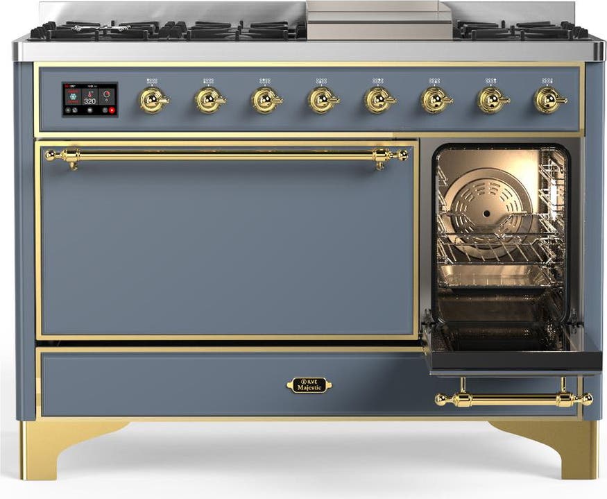 Ilve UM48FQNR3BGG Blue Grey With Brass Trim, Natural Gas