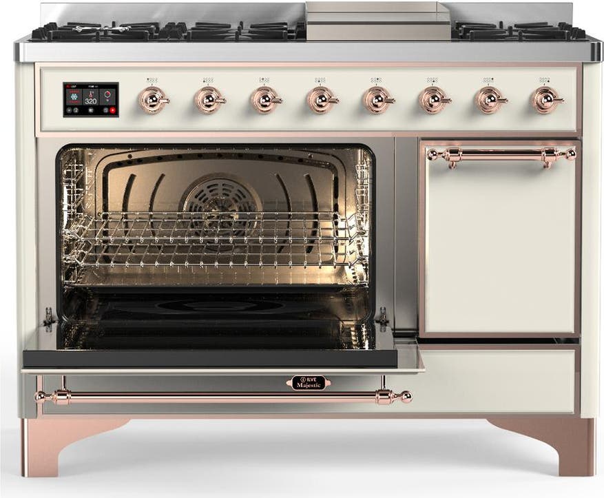 Ilve UM48FQNR3AWPLP Antique White With Copper Trim, Liquid Propane