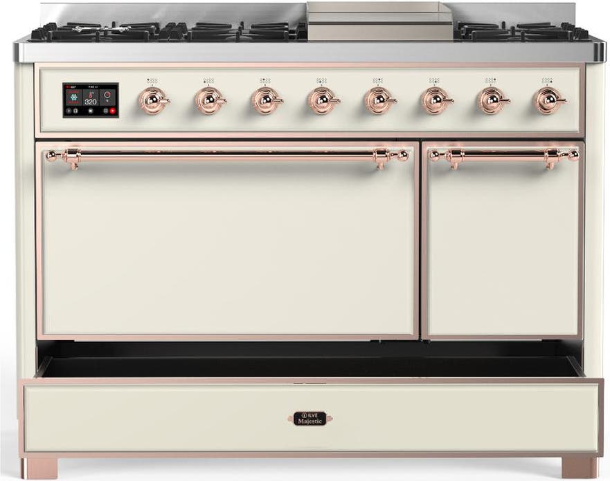 Ilve UM48FQNR3AWPLP Antique White With Copper Trim, Liquid Propane
