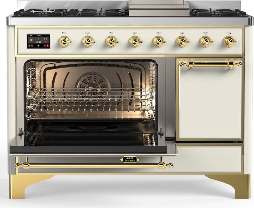 Ilve UM48FQNR3AWGLP Antique White With Brass Trim, Liquid Propane
