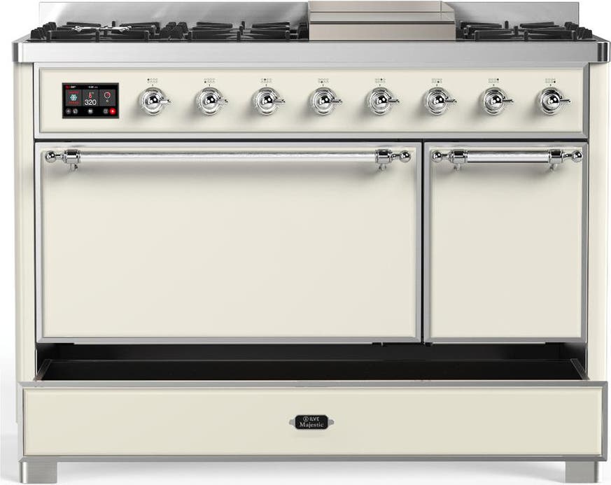 Ilve UM48FQNR3AWCLP Antique White With Chrome Trim, Liquid Propane