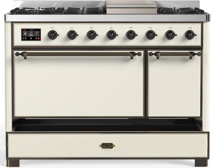 Ilve UM48FQNR3AWBLP Antique White With Burnished Trim, Liquid Propane