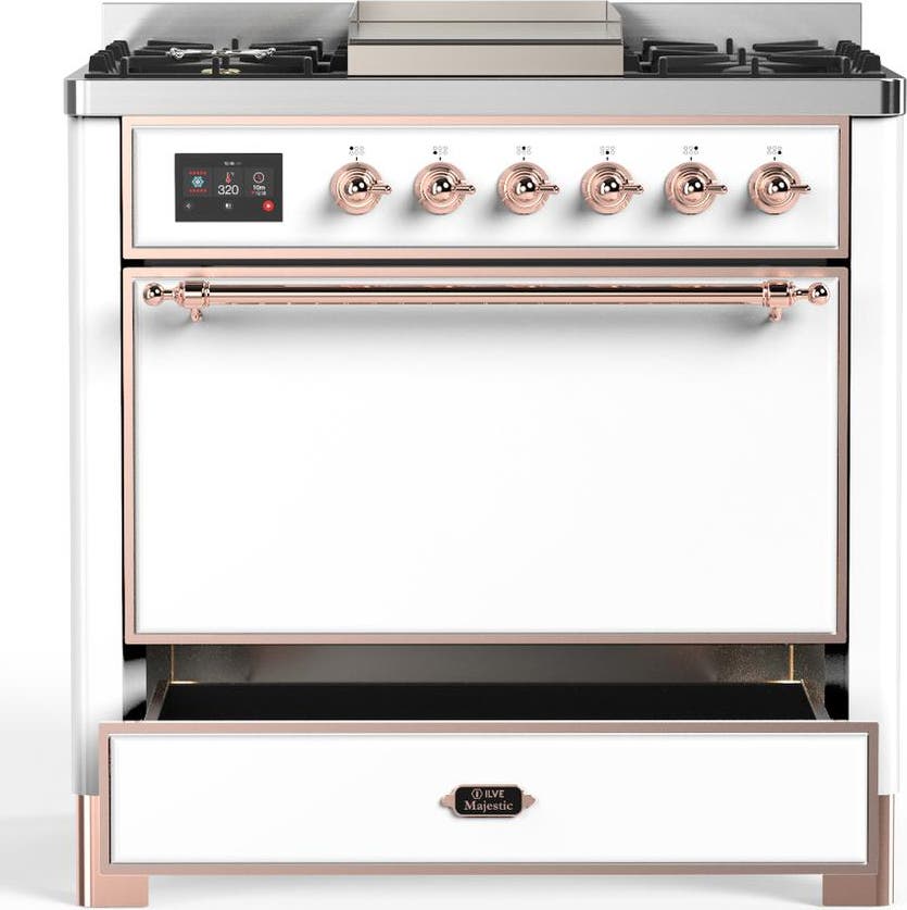 Ilve UM36FQNR3WHPLP White With Copper Trim, Liquid Propane
