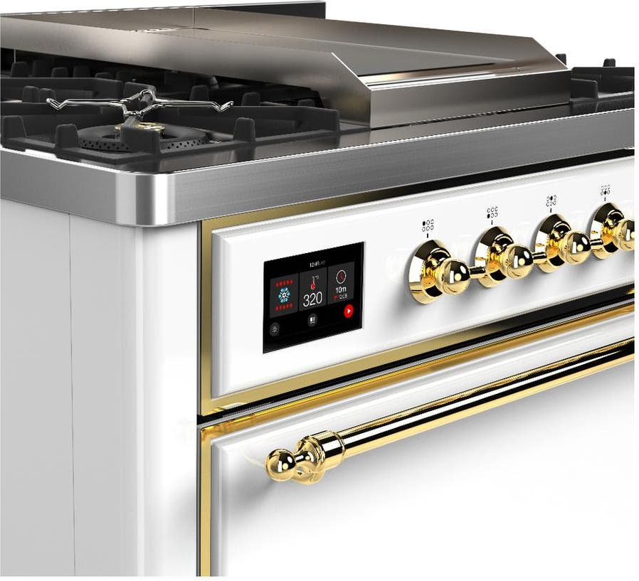 Ilve UM36FQNR3WHGLP White With Brass Trim, Liquid Propane
