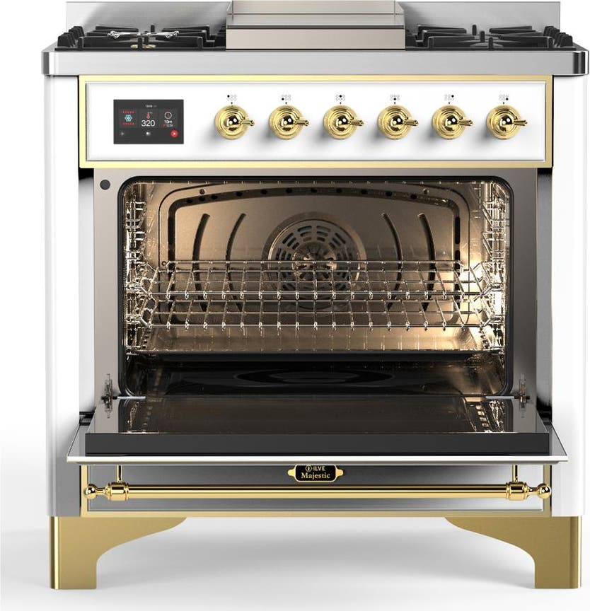 Ilve UM36FQNR3WHG White With Brass Trim, Natural Gas