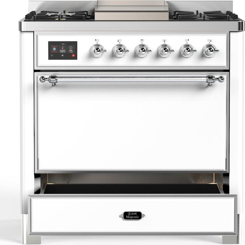 Ilve UM36FQNR3WHC White With Chrome Trim, Natural Gas