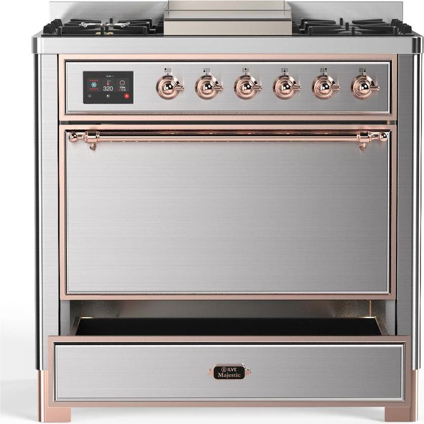 Ilve UM36FQNR3SSPLP Stainless Steel With Copper Trim, Liquid Propane