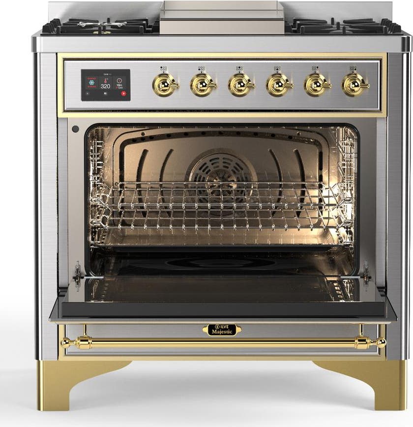 Ilve UM36FQNR3SSG Stainless Steel With Brass Trim, Natural Gas