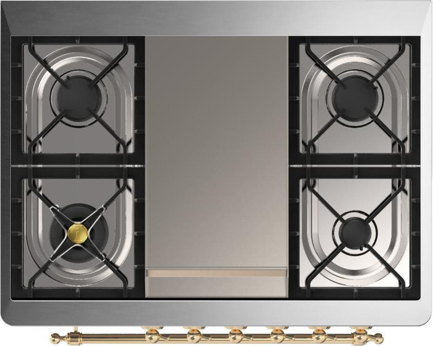 Ilve UM36FQNR3SSG Stainless Steel With Brass Trim, Natural Gas