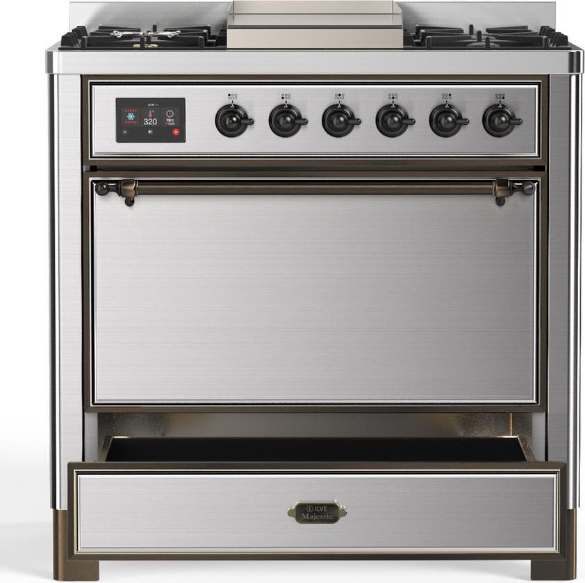 Ilve UM36FQNR3SSBLP Stainless Steel With Burnished Trim, Liquid Propan...