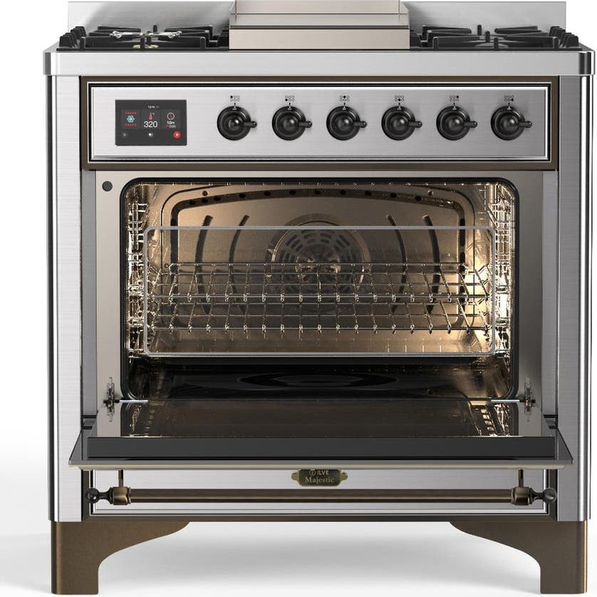 Ilve UM36FQNR3SSB Stainless Steel With Burnished Trim, Natural Gas