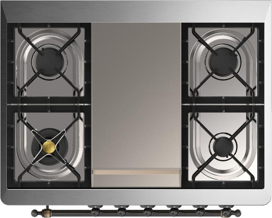 Ilve UM36FQNR3SSB Stainless Steel With Burnished Trim, Natural Gas