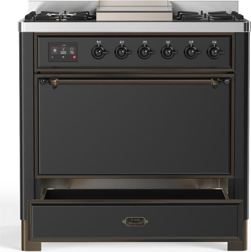 Ilve UM36FQNR3MGB Matte Graphite With Burnished Trim, Natural Gas