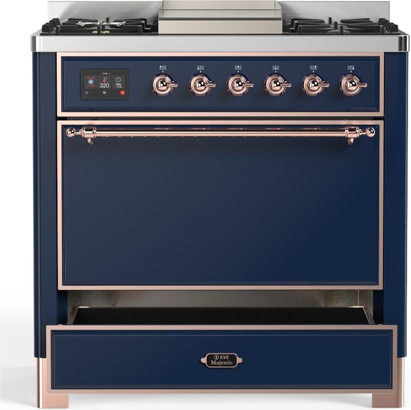 Ilve UM36FQNR3MBP Midnight Blue With Copper Trim, Natural Gas