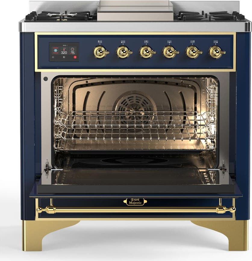 Ilve UM36FQNR3MBGLP Midnight Blue With Brass Trim, Liquid Propane