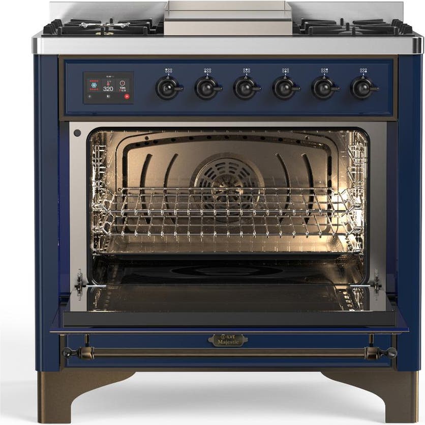 Ilve UM36FQNR3MBB Midnight Blue With Burnished Trim, Natural Gas
