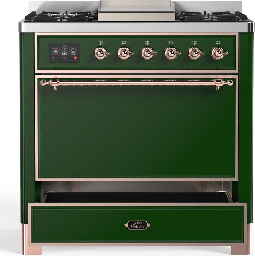 Ilve UM36FQNR3EGP Emerald Green With Copper Trim, Natural Gas