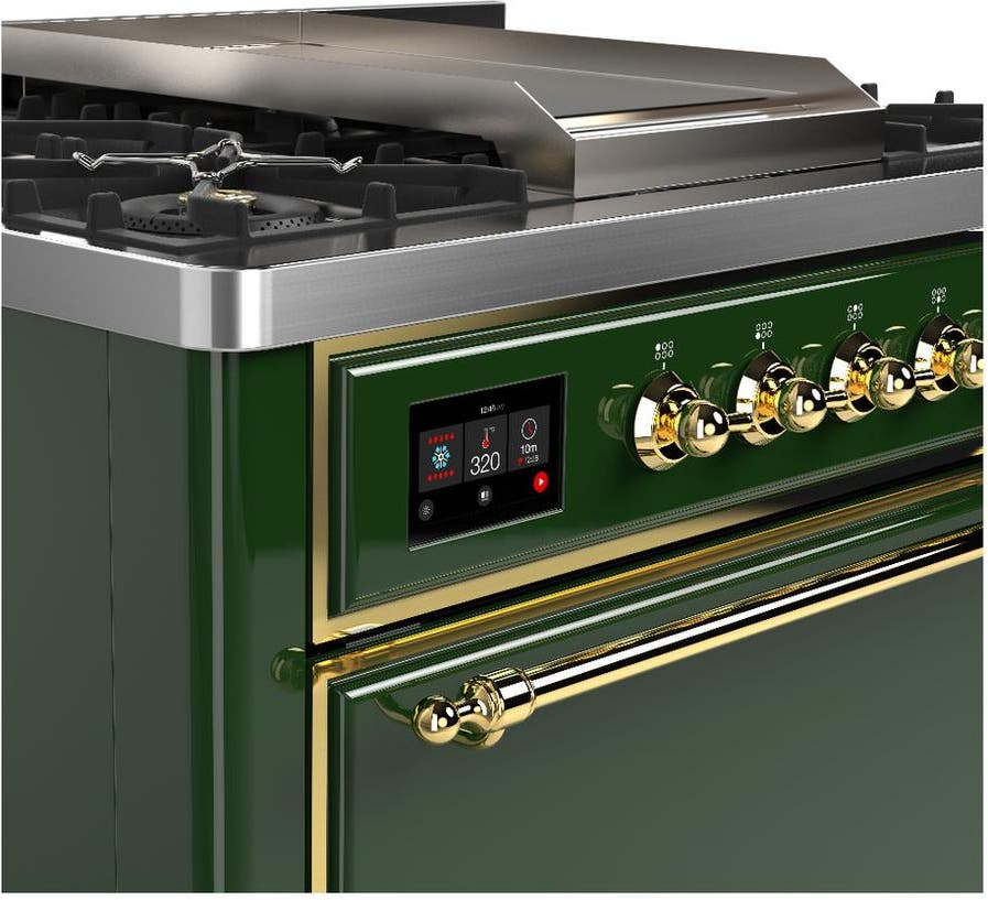Ilve UM36FQNR3EGGLP Emerald Green With Brass Trim, Liquid Propane