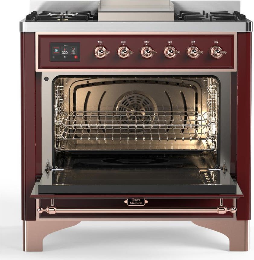 Ilve UM36FQNR3BUP Burgundy With Copper Trim, Natural Gas