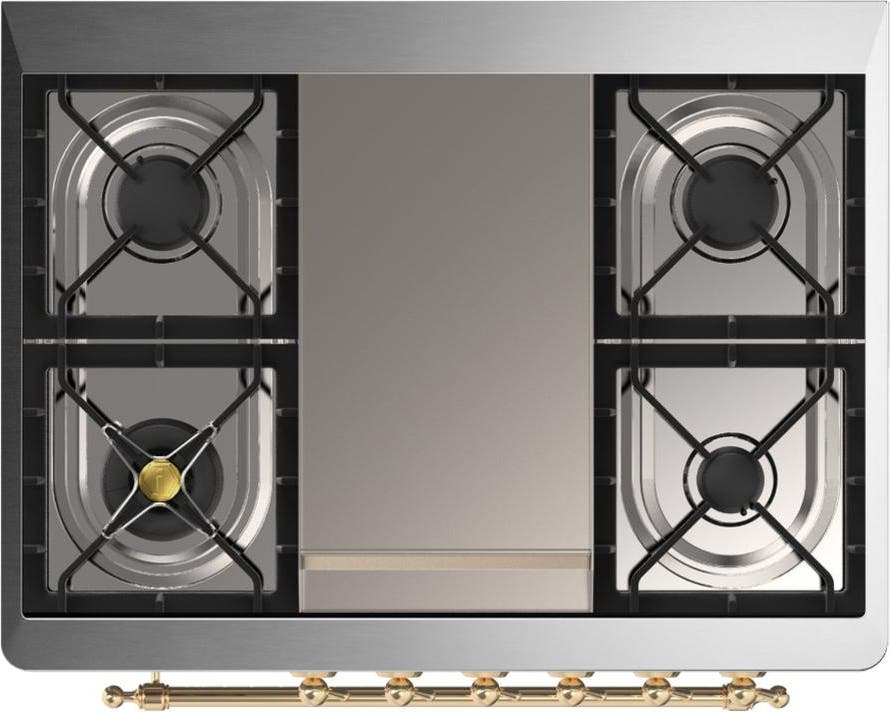 Ilve UM36FQNR3BUG Burgundy With Brass Trim, Natural Gas