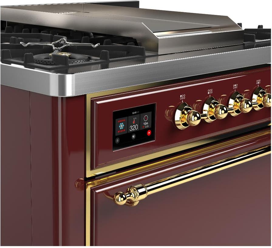 Ilve UM36FQNR3BUG Burgundy With Brass Trim, Natural Gas