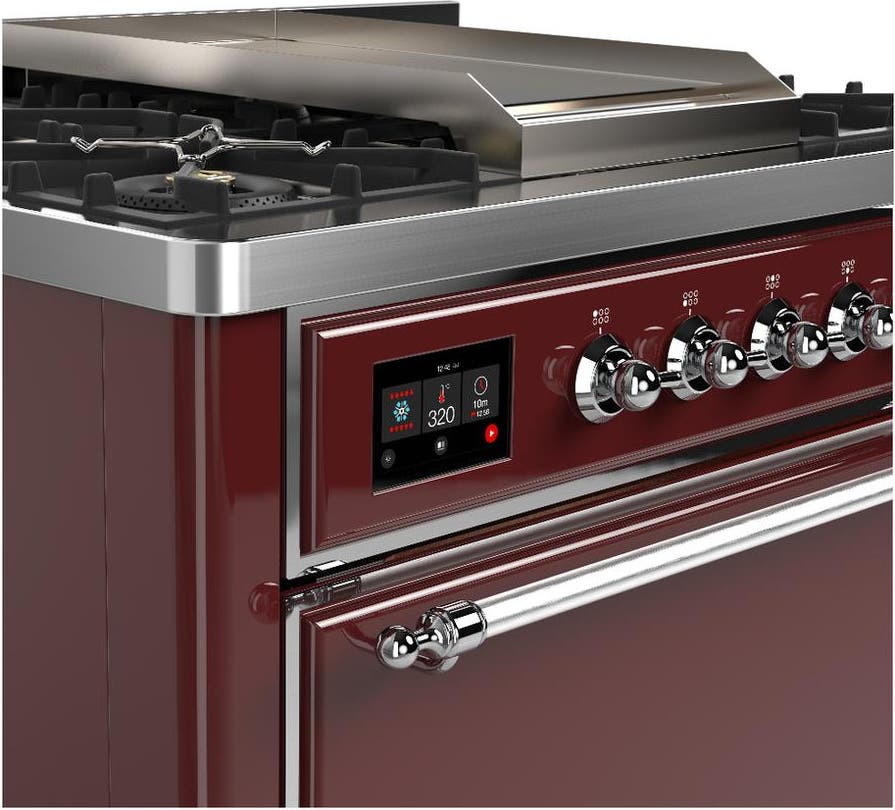 Ilve UM36FQNR3BUCLP Burgundy With Chrome Trim, Liquid Propane