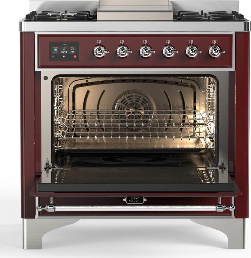 Ilve UM36FQNR3BUC Burgundy With Chrome Trim, Natural Gas