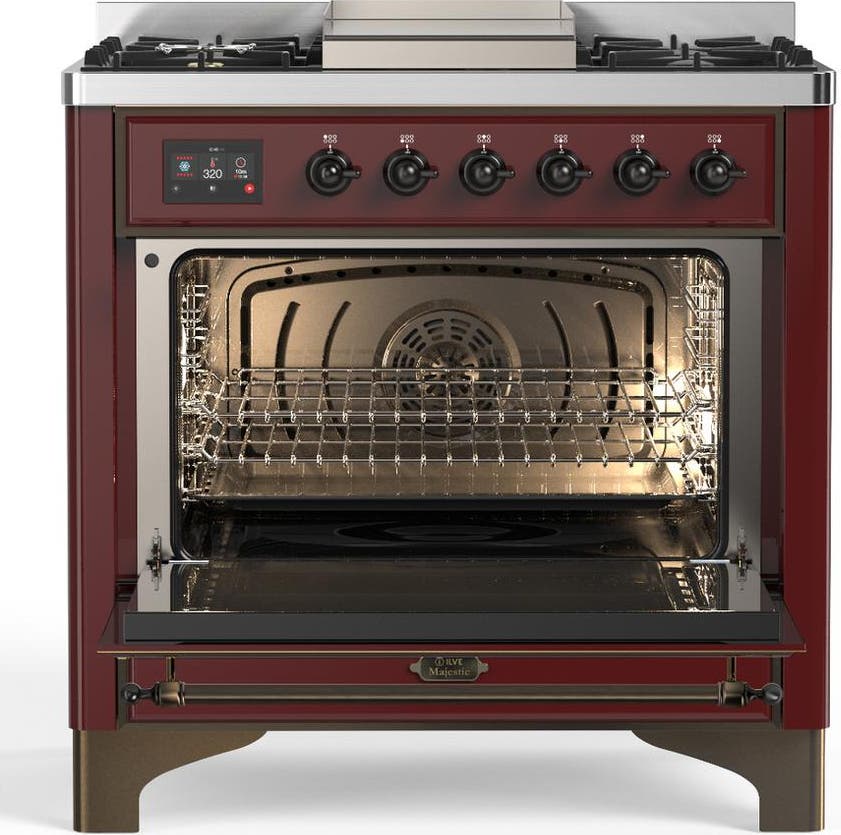 Ilve UM36FQNR3BUB Burgundy With Burnished Trim, Natural Gas