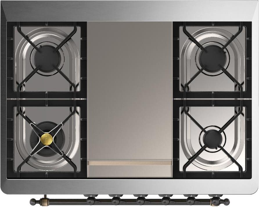 Ilve UM36FQNR3BUB Burgundy With Burnished Trim, Natural Gas