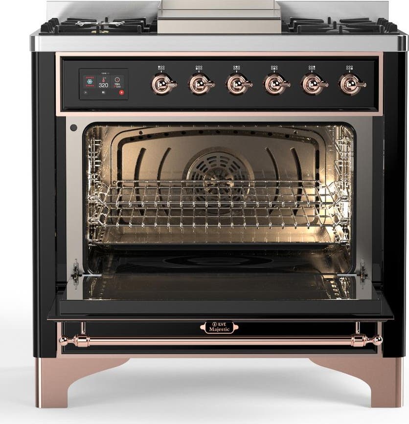 Ilve UM36FQNR3BKPLP Glossy Black With Copper Trim, Liquid Propane