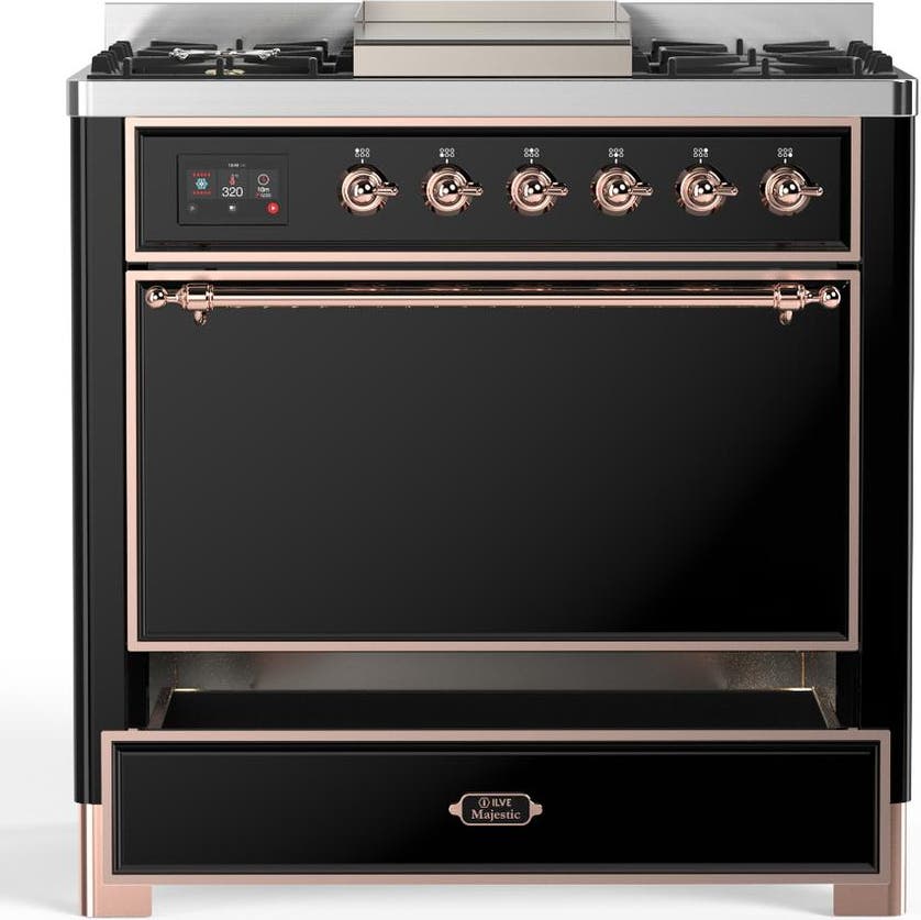 Ilve UM36FQNR3BKPLP Glossy Black With Copper Trim, Liquid Propane