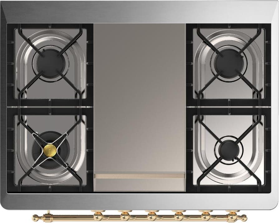 Ilve UM36FQNR3BKGLP Glossy Black With Brass Trim, Liquid Propane