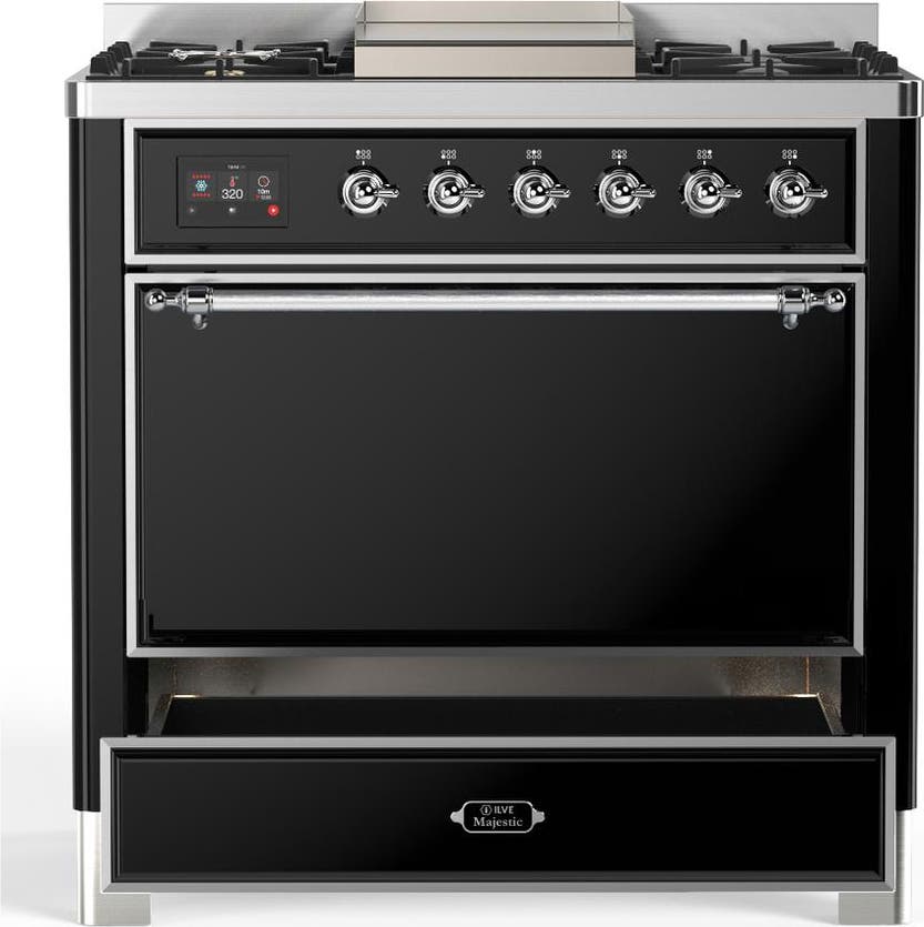Ilve UM36FQNR3BKCLP Glossy Black With Chrome Trim, Liquid Propane