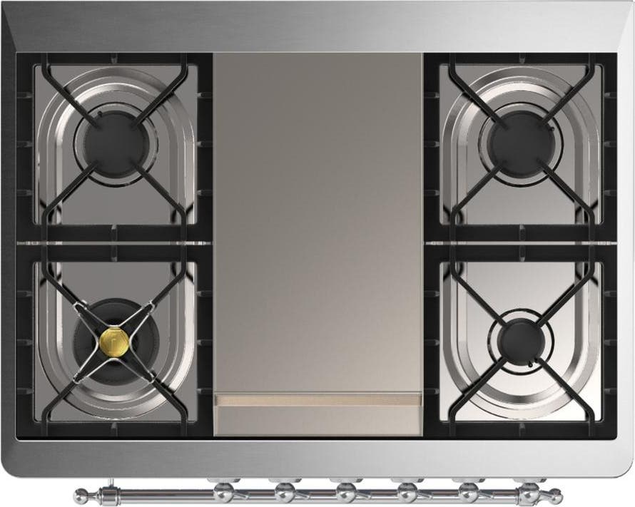 Ilve UM36FQNR3BKC Glossy Black With Chrome Trim, Natural Gas