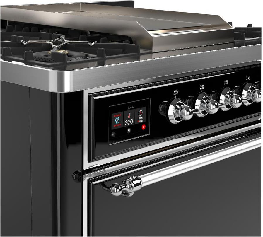 Ilve UM36FQNR3BKC Glossy Black With Chrome Trim, Natural Gas