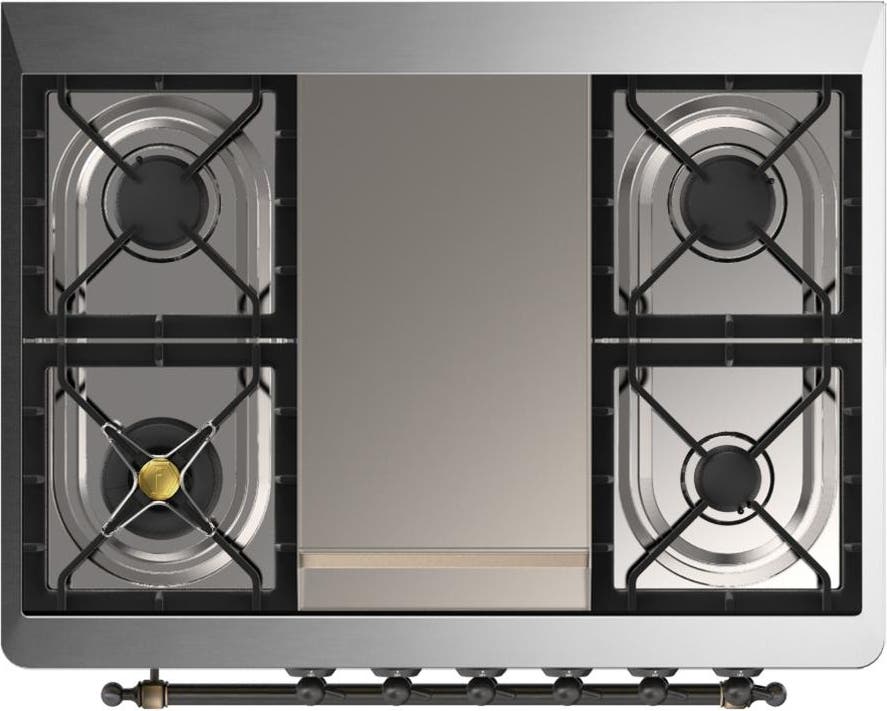 Ilve UM36FQNR3BKBLP Glossy Black With Burnished Trim, Liquid Propane