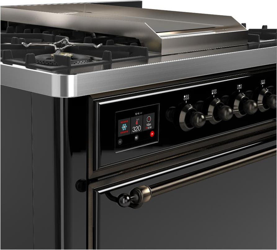 Ilve UM36FQNR3BKBLP Glossy Black With Burnished Trim, Liquid Propane