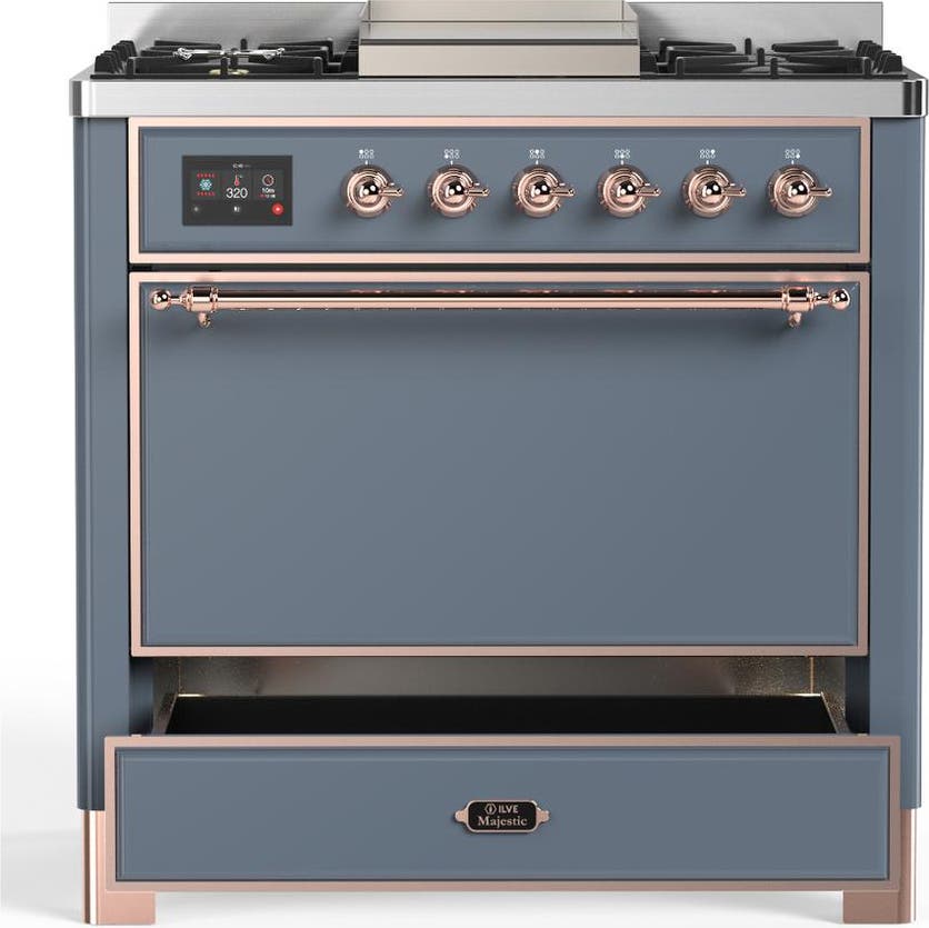 Ilve UM36FQNR3BGPLP Blue Grey With Copper Trim, Liquid Propane